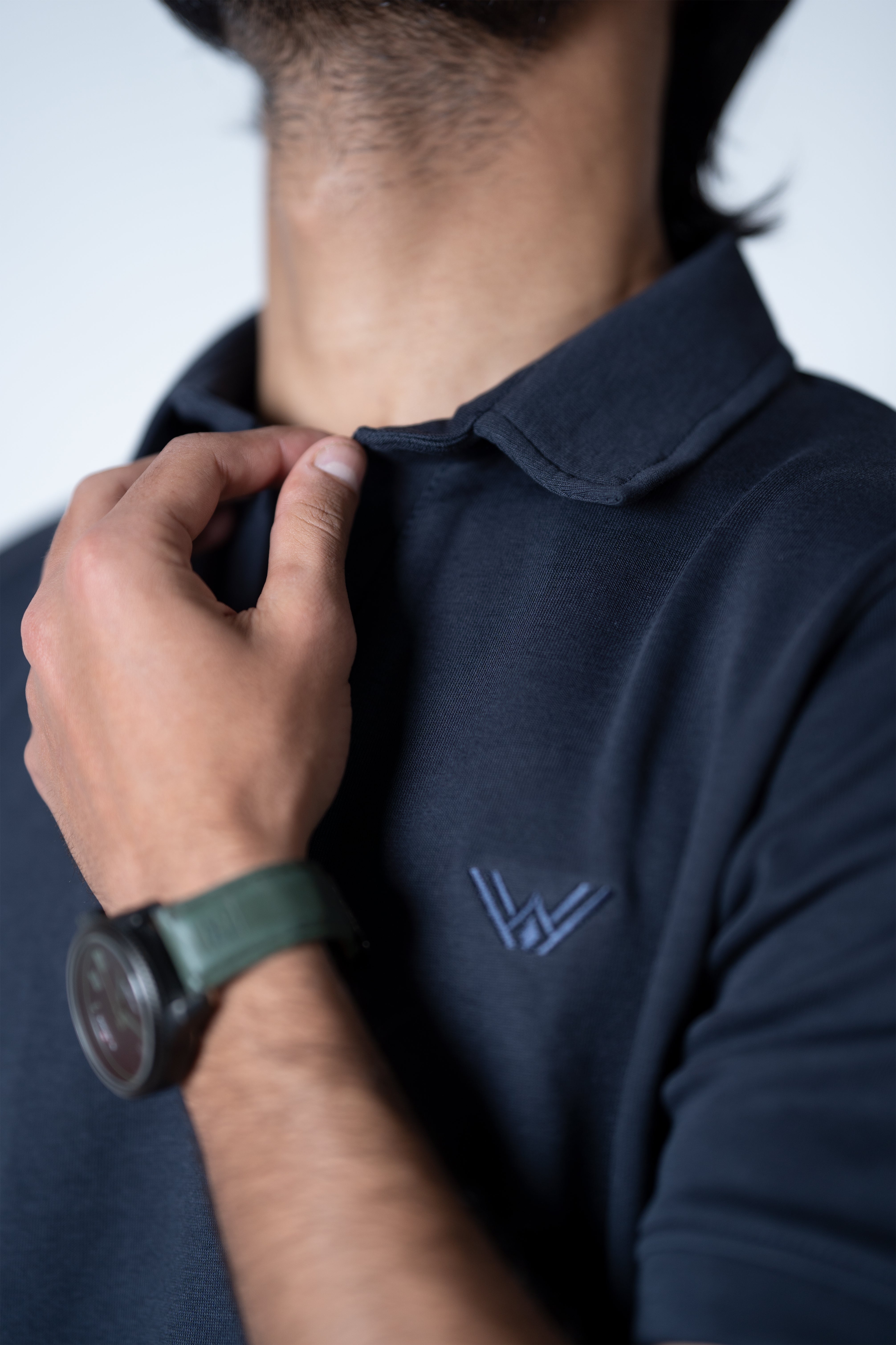 Basic Johnny Collar Polo – (Navy Blue)