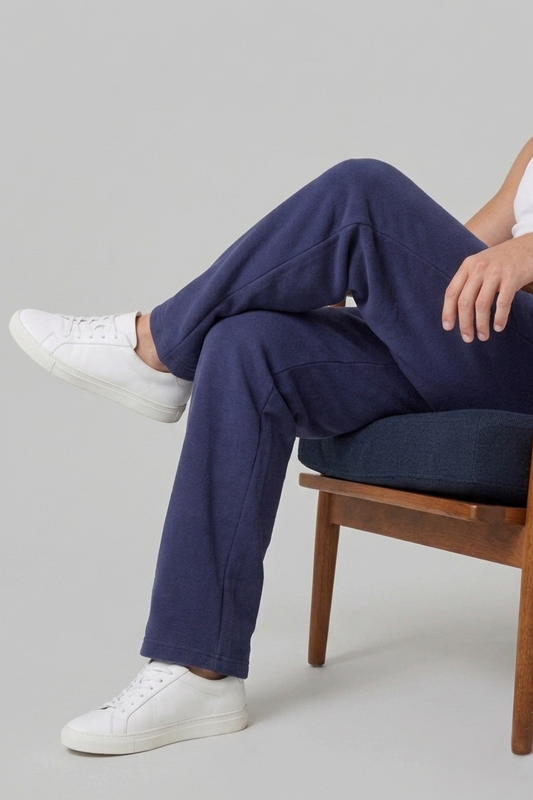 Baggy Fit Trouser – Cotton Terry (Navy Blue)