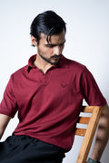 Basic Johnny Collar Polo –  (Maroon)