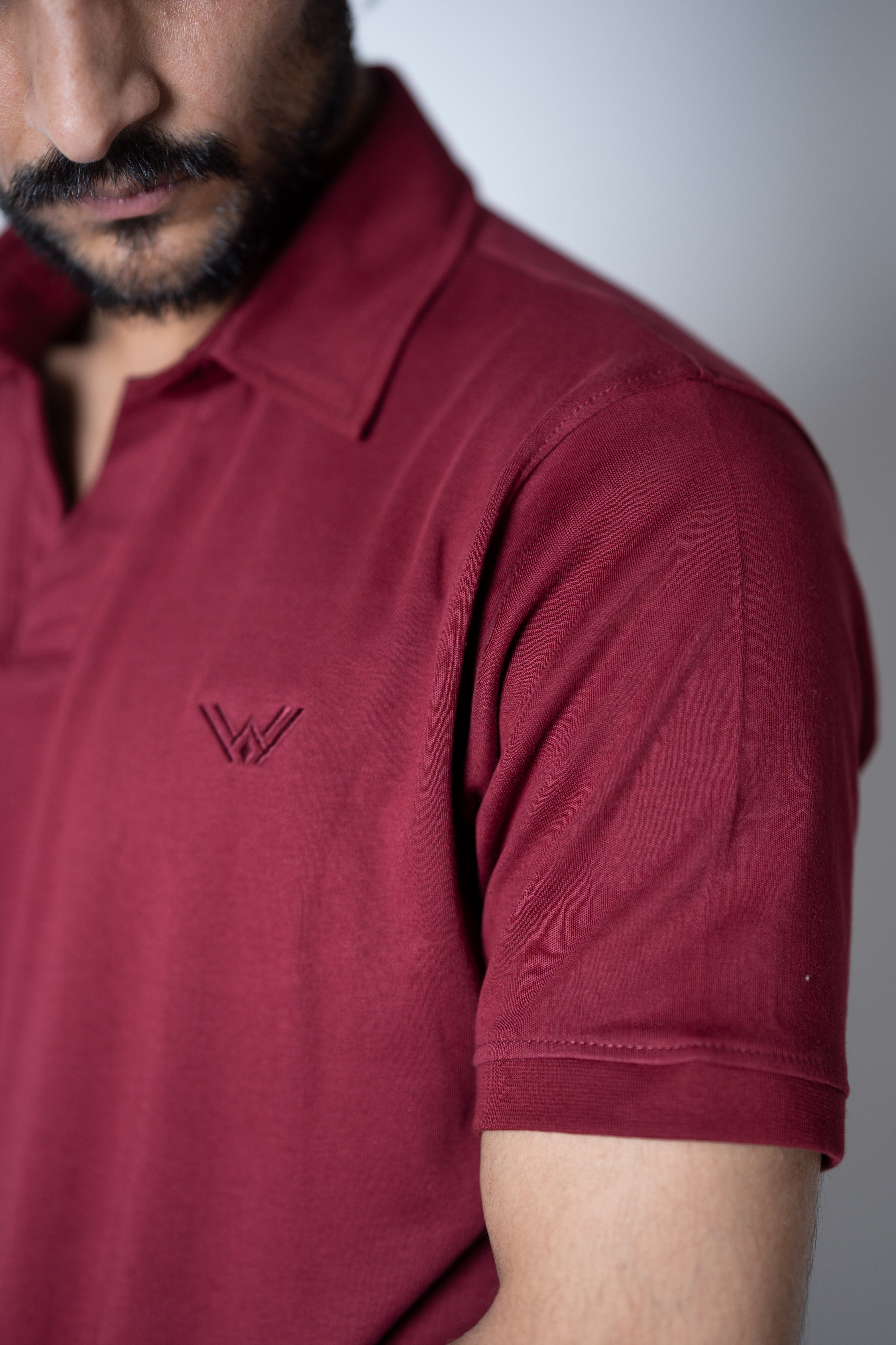 Basic Johnny Collar Polo –  (Maroon)