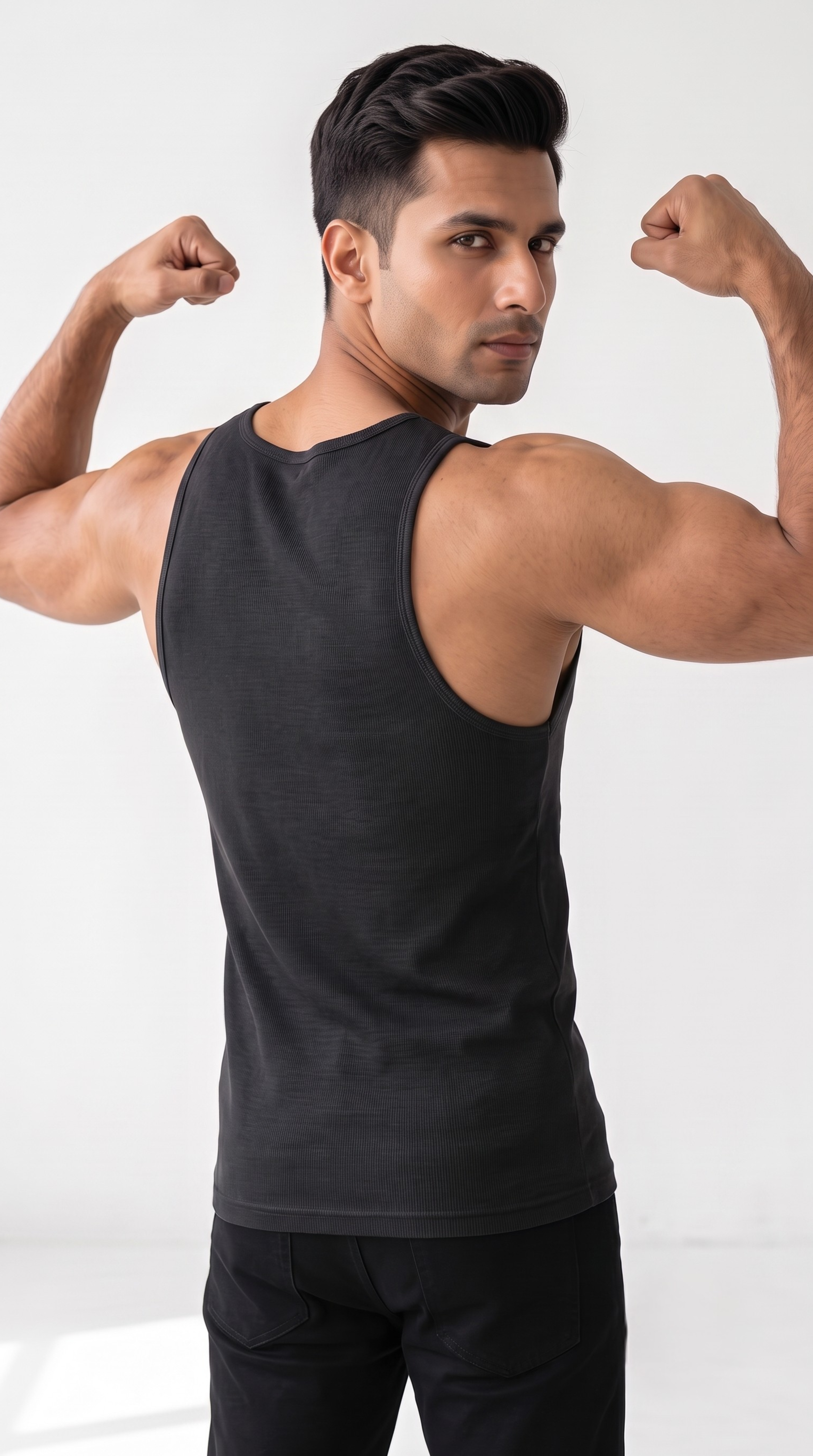 Men's Henley Tank Top - Sleeveless Shirt with Button Placket (Black)
