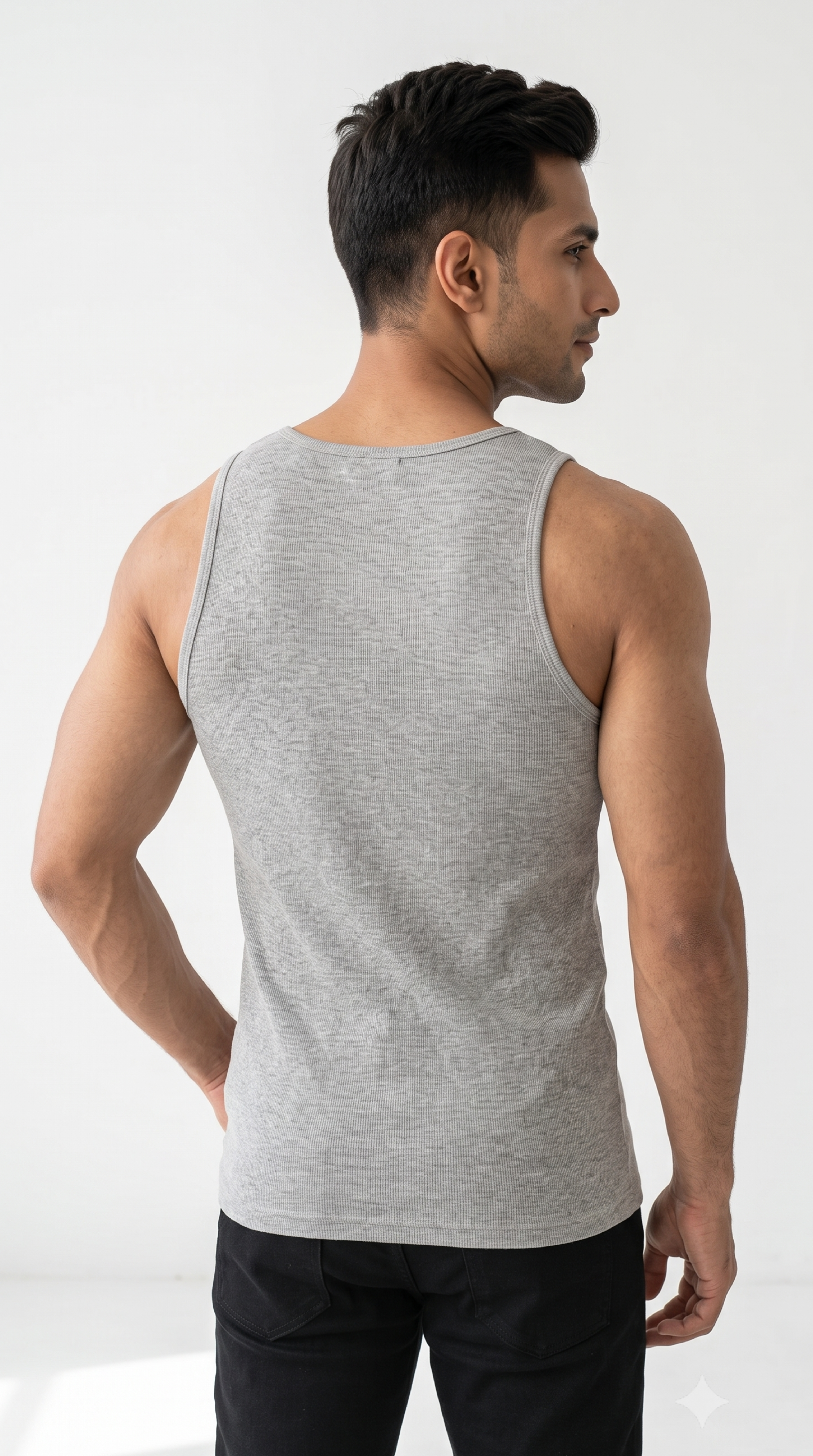 Men's Henley Tank Top - Sleeveless Shirt with Button Placket (Grey)