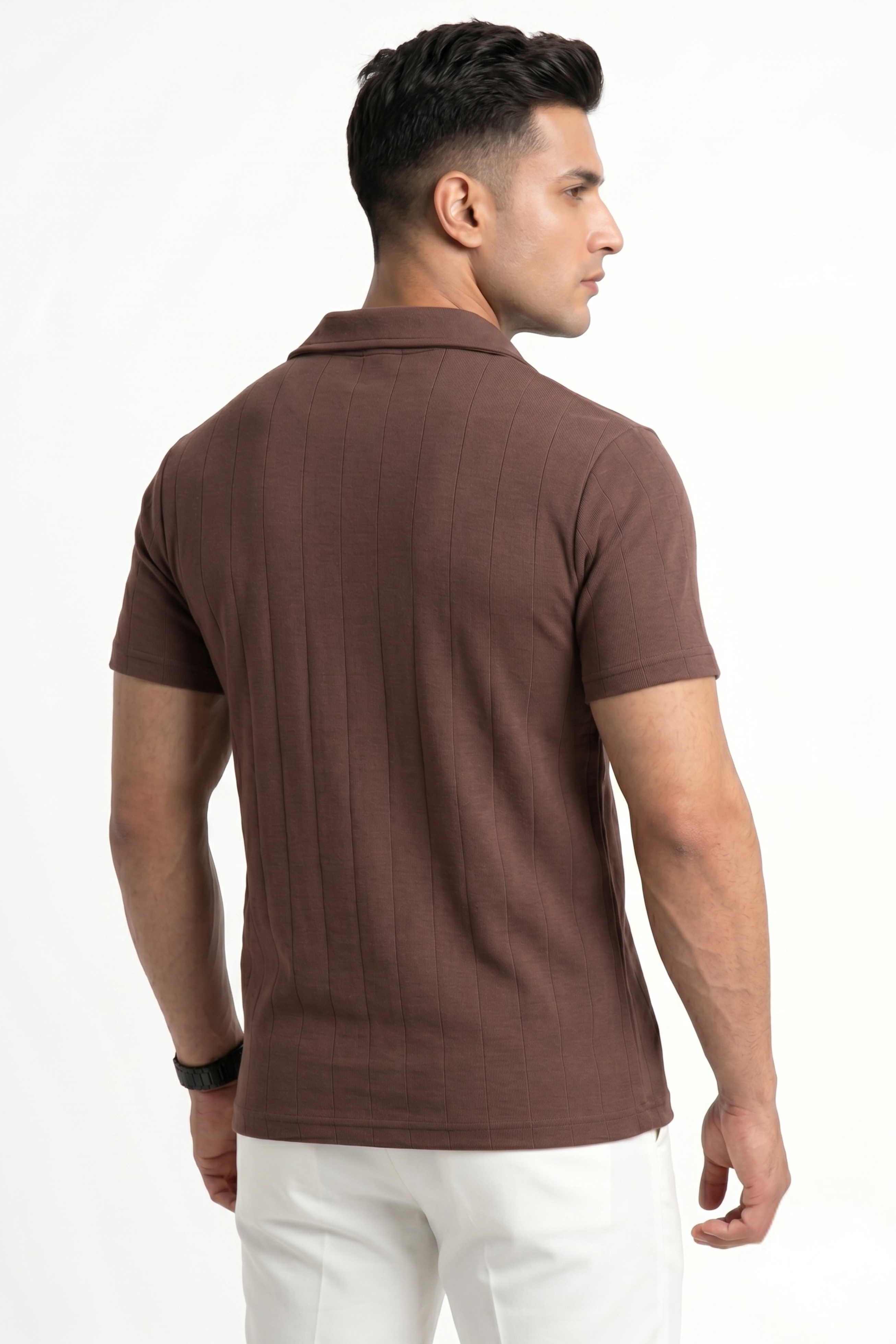 Johnny Collar Drop Needle Polo – Espresso