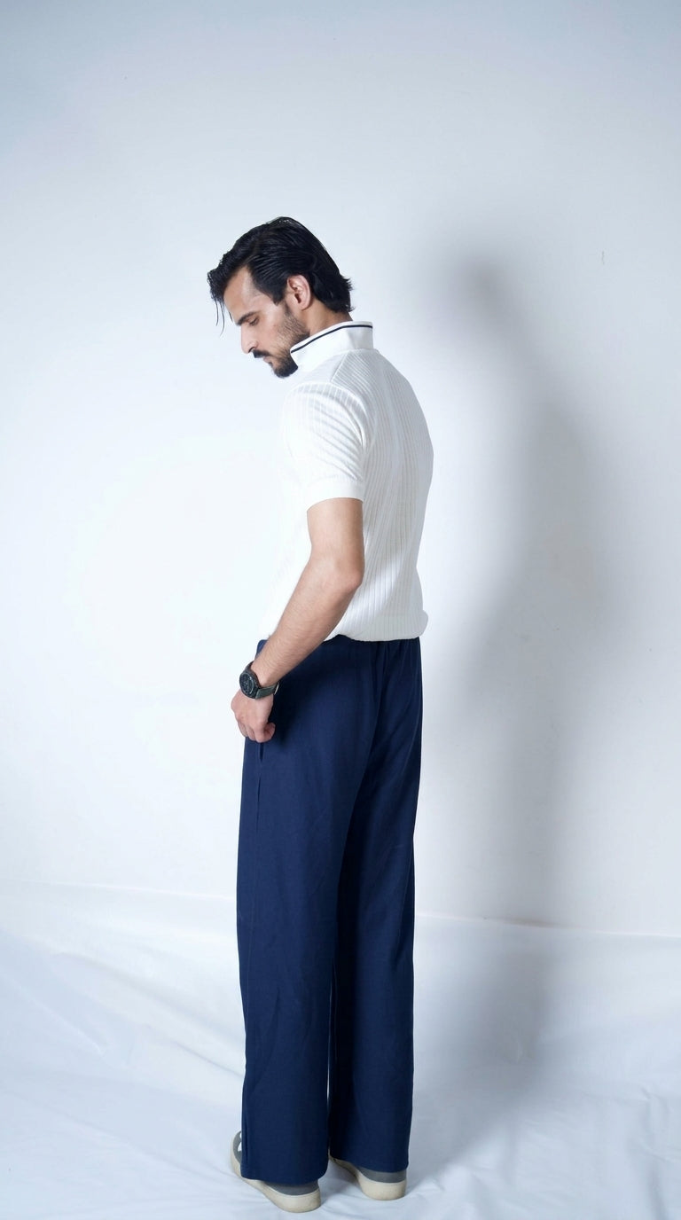 Baggy Fit Trouser – Cotton Terry (Navy Blue)