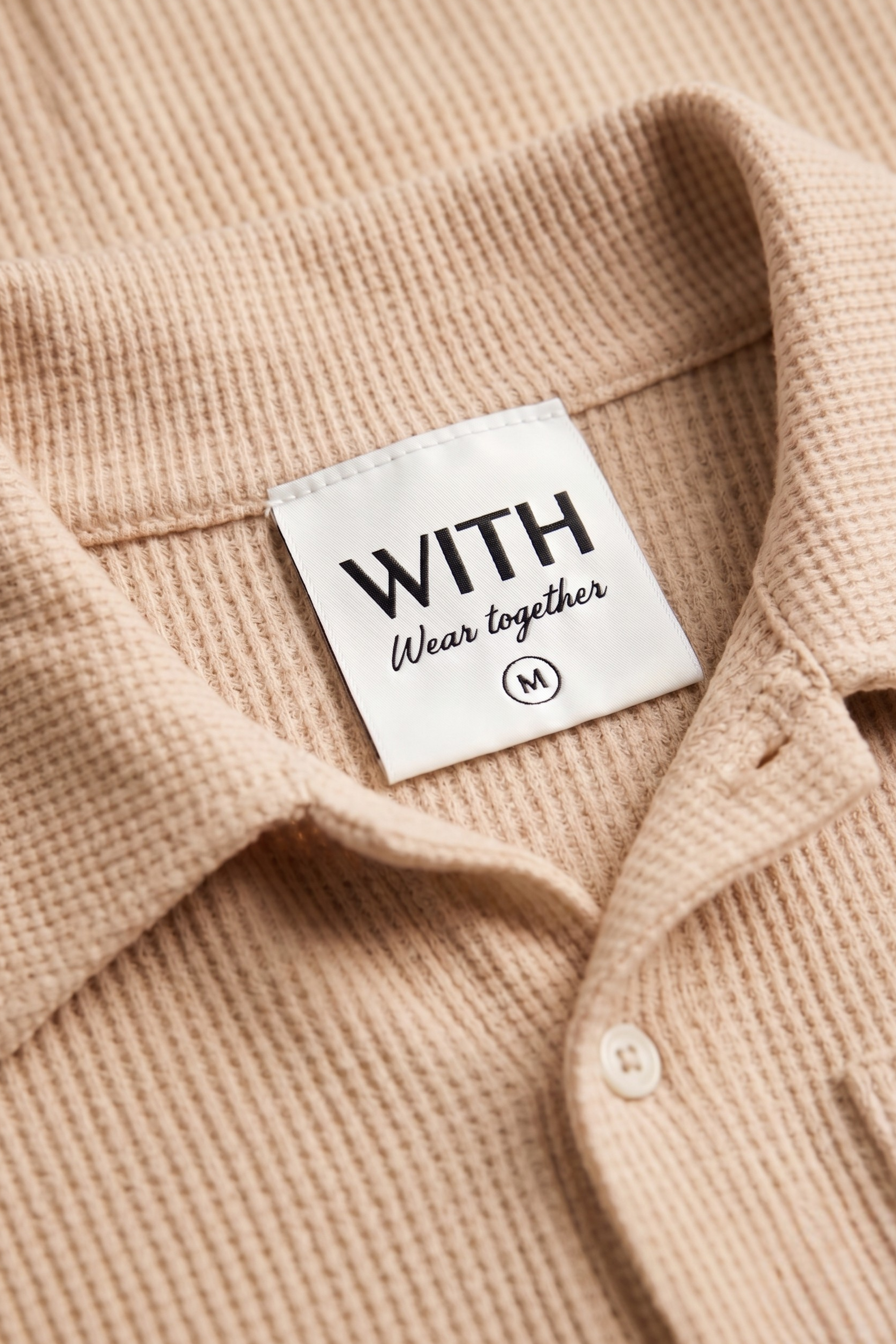 Waffle Knit Cuban Shirt - Beige