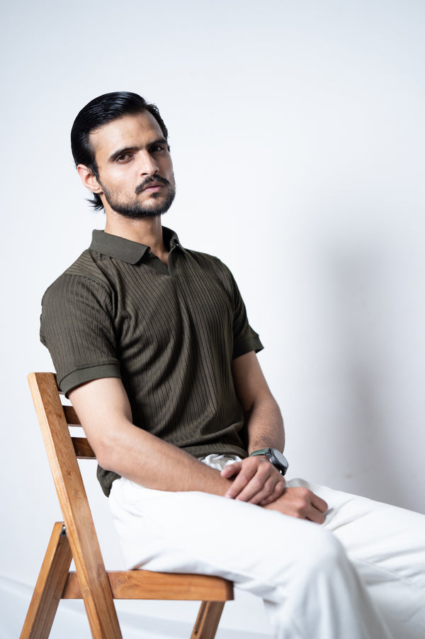 Drop Needle Polo (Olive Green)