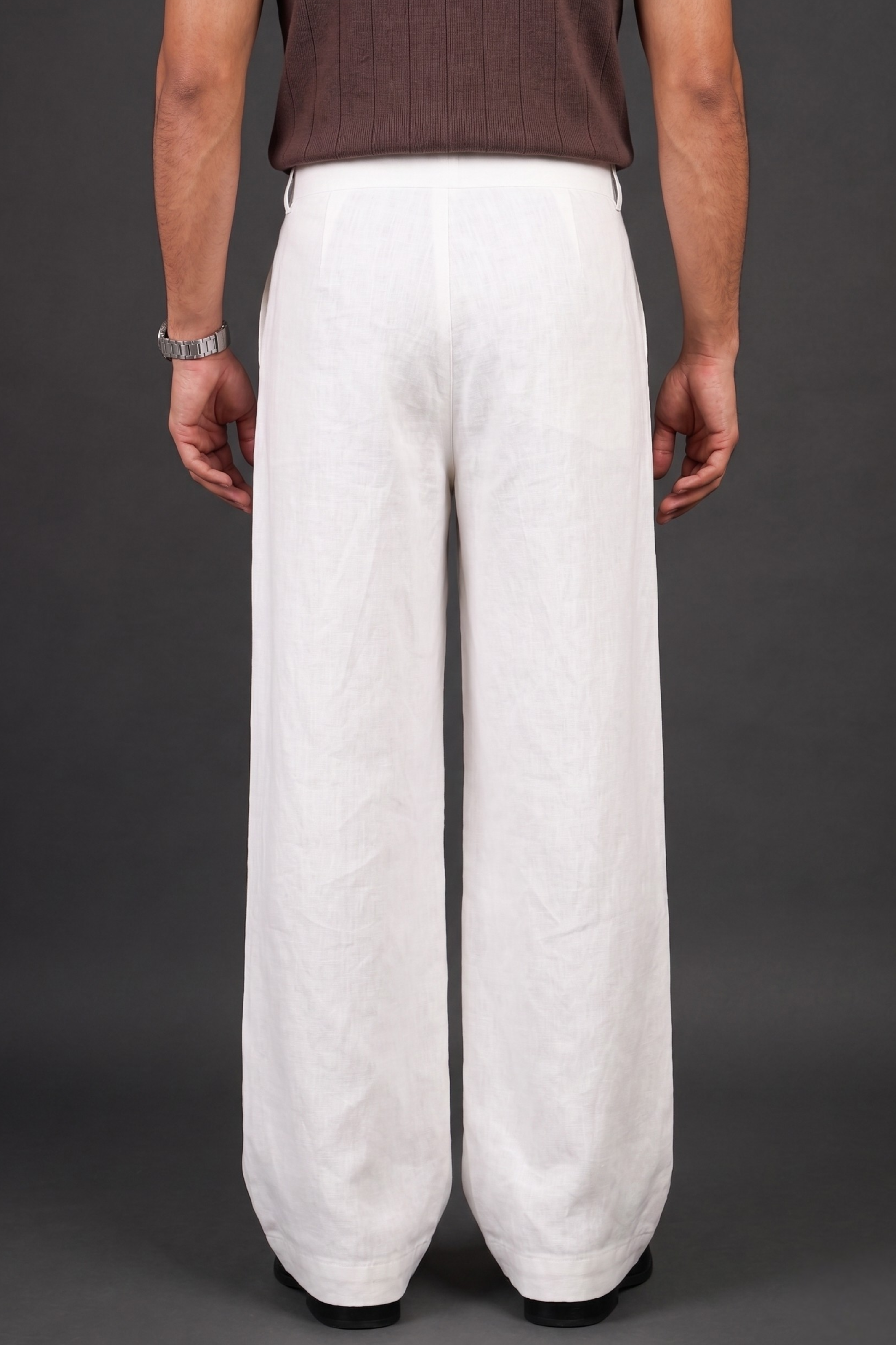 White Linen Boot Cut Trouser
