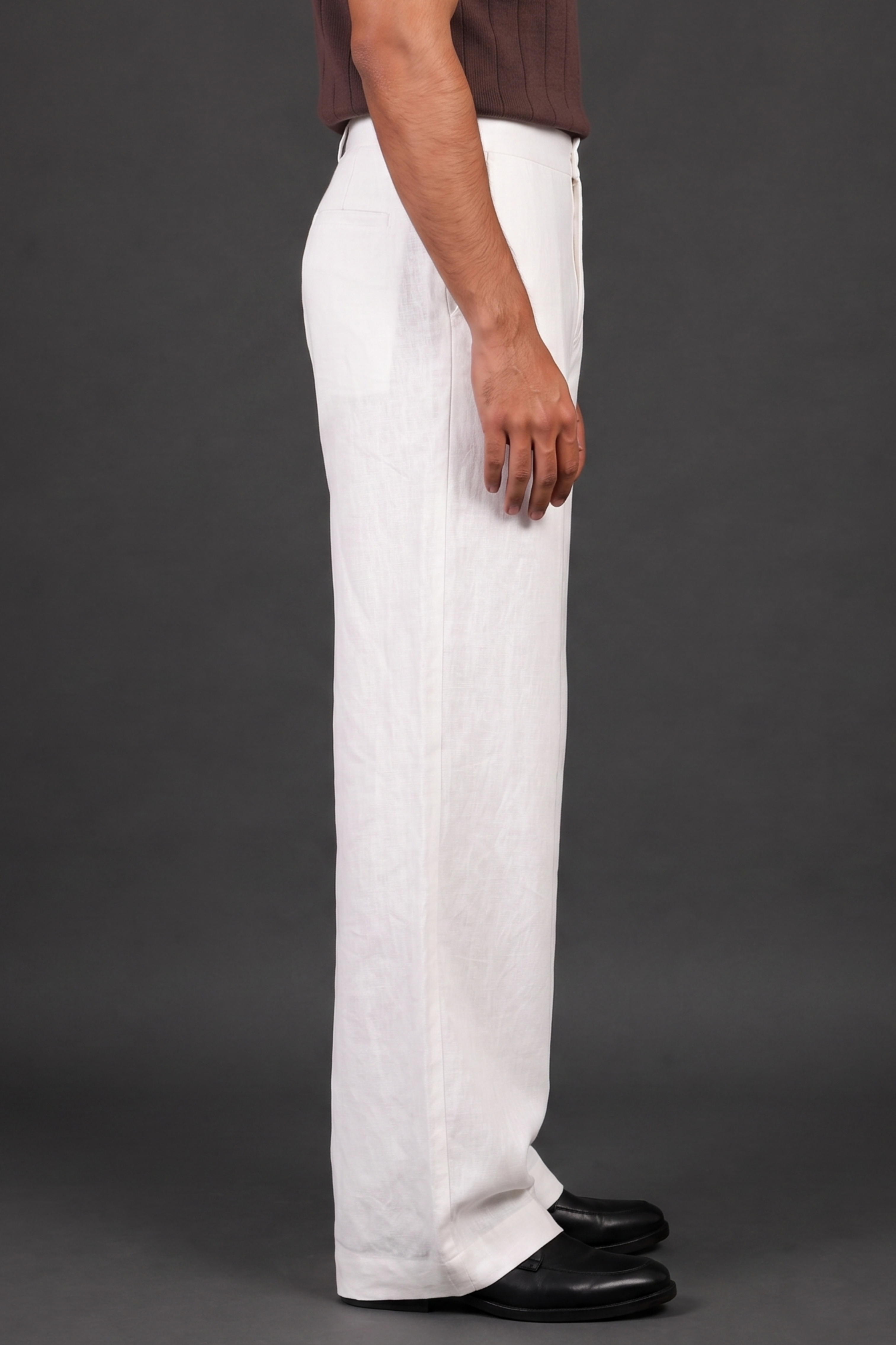 White Linen Boot Cut Trouser