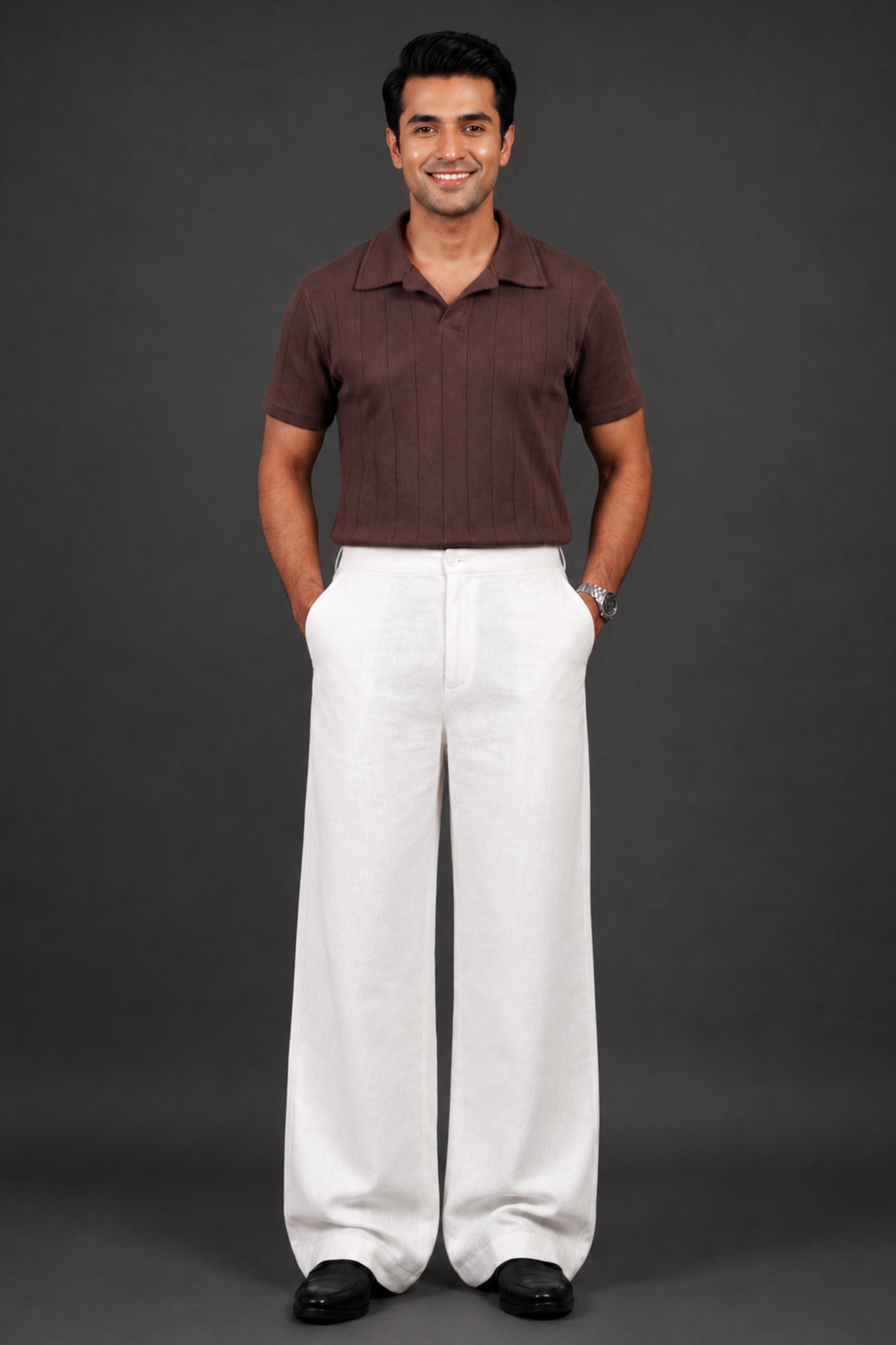 White Linen Boot Cut Trouser